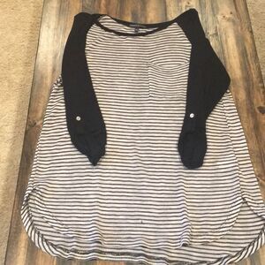 3/4 Sleeve Black & White Baseball Style Sweater